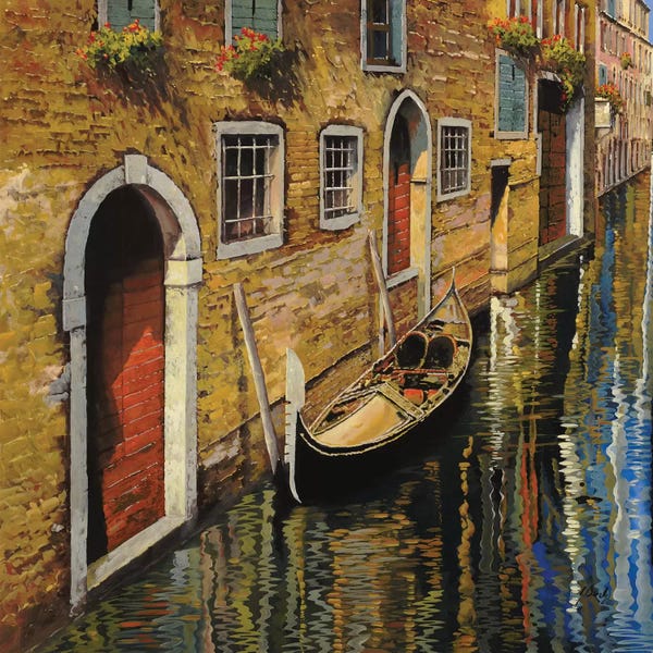 Guido Borelli: La Gondola Sul Canale by Guido Borelli