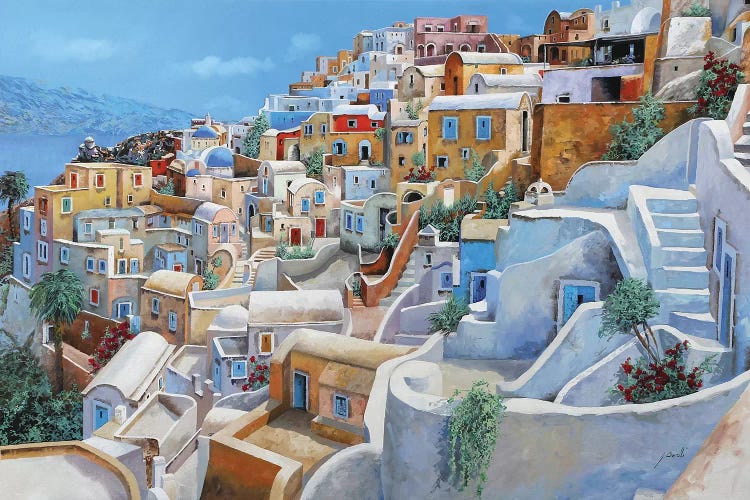 Santorini A Colori by Guido Borelli wall art