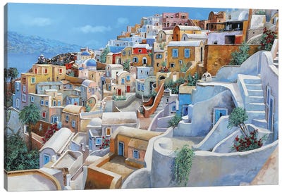 Santorini A Colori Canvas Art Print - Guido Borelli