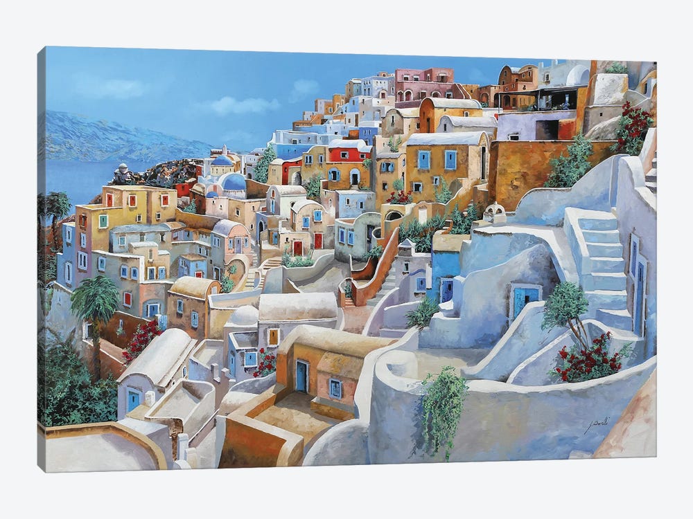 Santorini A Colori by Guido Borelli 1-piece Canvas Art