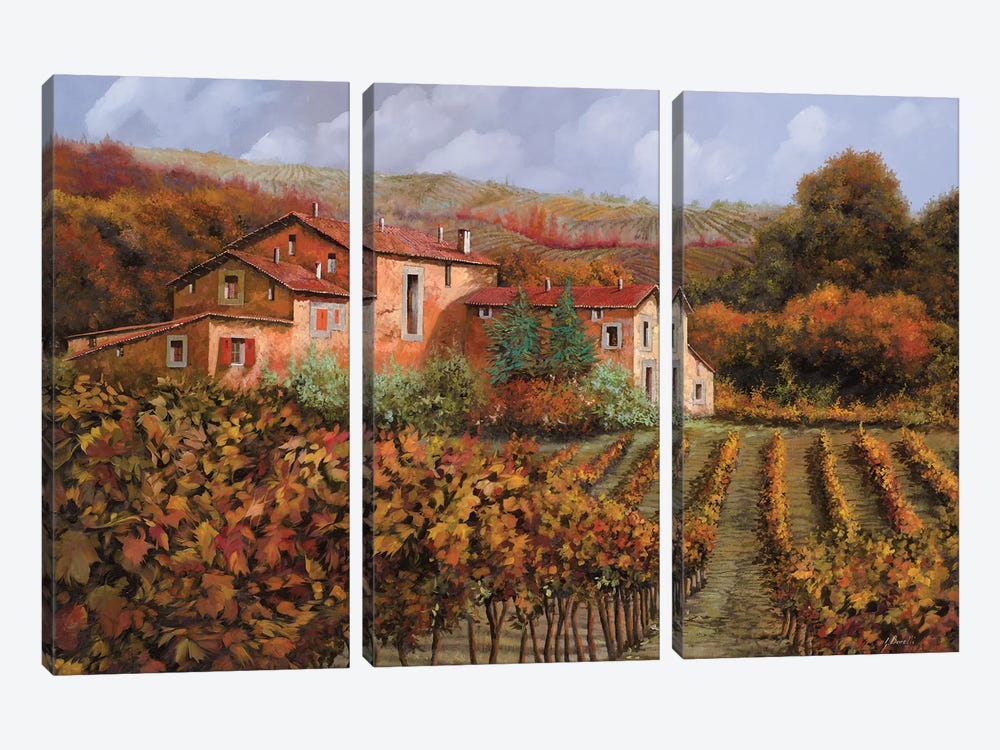 Tra Le Vigne A Montalcino by Guido Borelli 3-piece Canvas Print