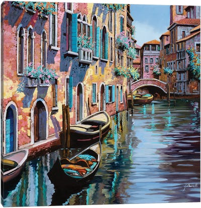 Venezia In Rosa Canvas Art Print - Urban River, Lake & Waterfront Art