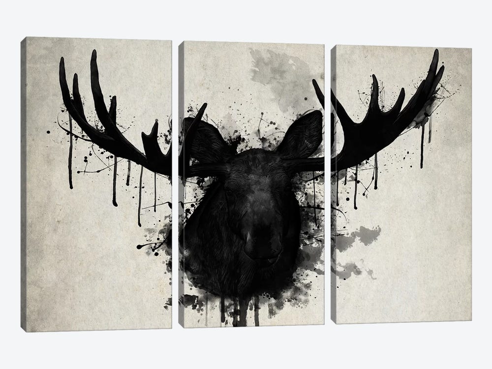 Moose by Nicklas Gustafsson 3-piece Canvas Wall Art