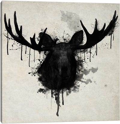 Moose Vertical Canvas Art Print - Deer Art
