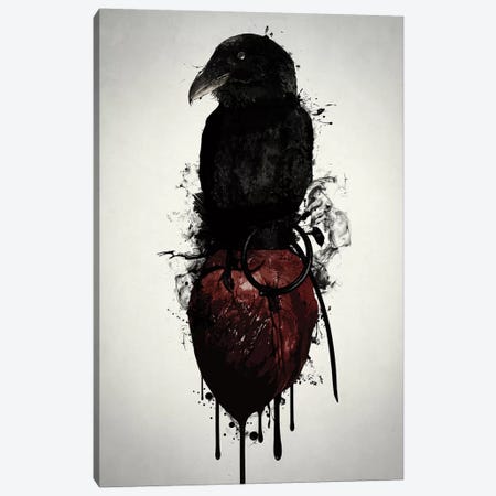 Raven and Heart Grenade Canvas Print #GUS27} by Nicklas Gustafsson Canvas Art