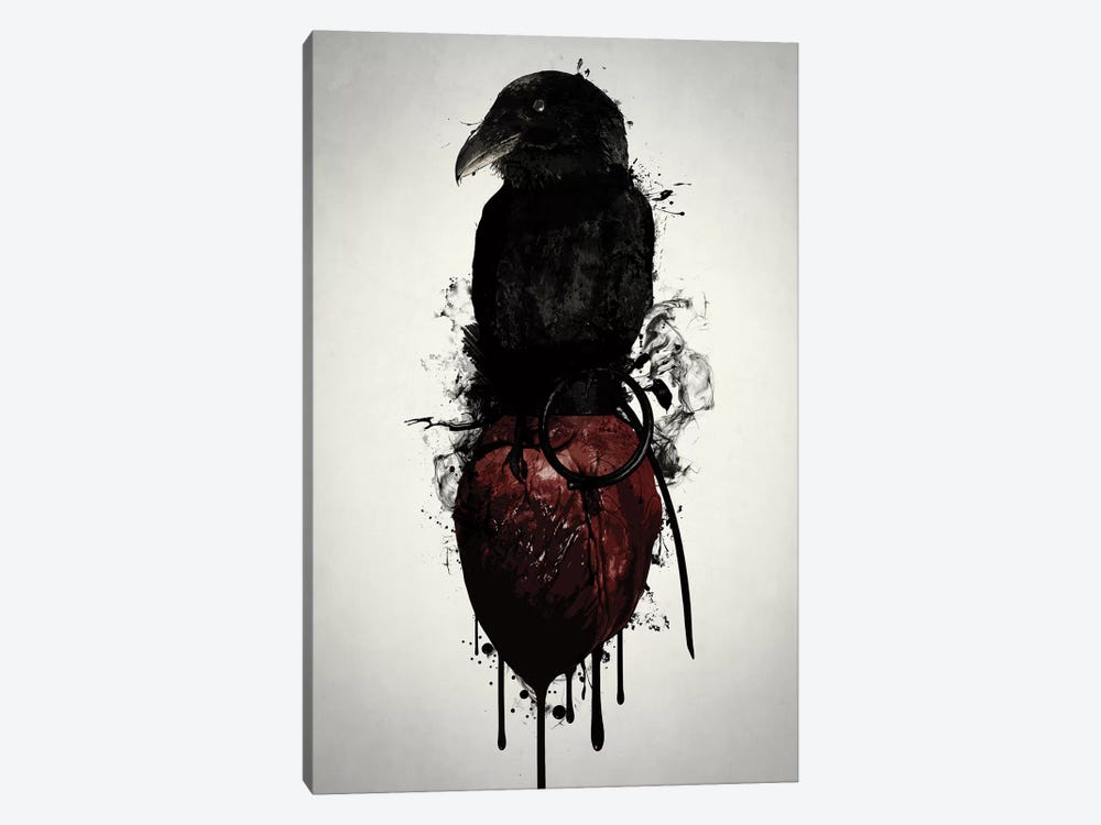 Raven and Heart Grenade by Nicklas Gustafsson 1-piece Canvas Art Print