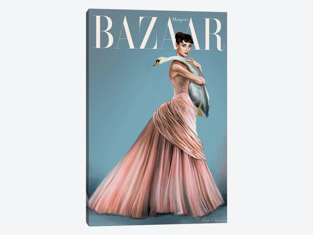Audrey Hepburn Harper'S Bazaar Cover by George V. Antoniou 1-piece Canvas Wall Art