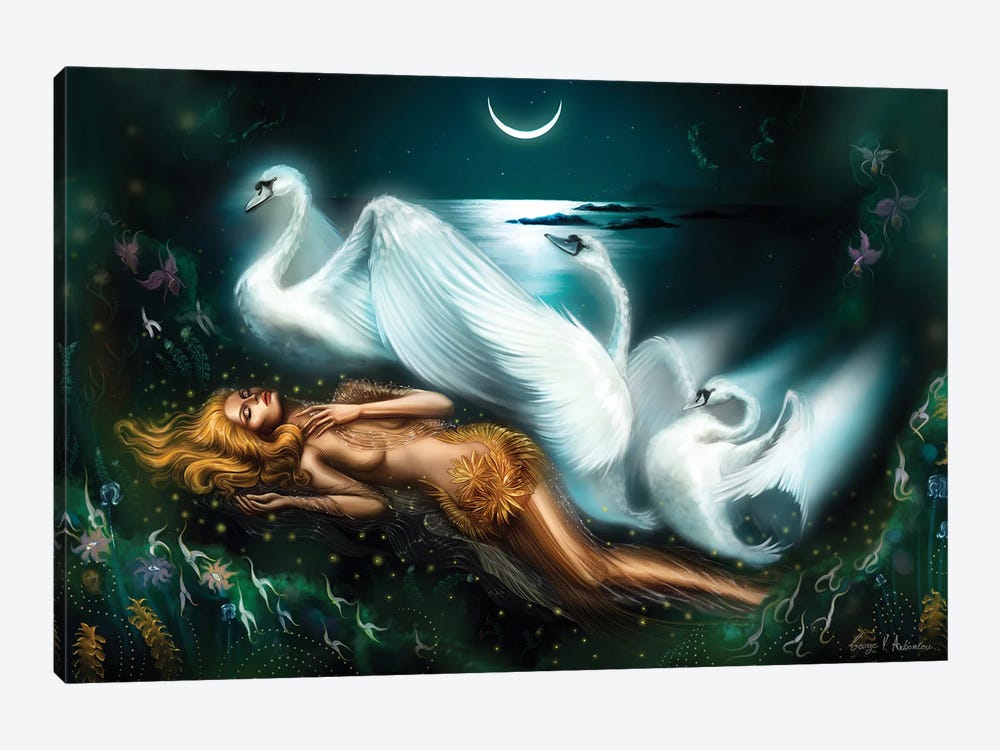 Leda And The Swan by George V. Antoniou 1-piece Canvas Artwork