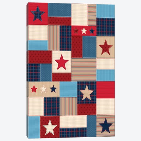 Americana Patriotic Patches I Canvas Print #GVE10} by Gail Veillette Canvas Artwork
