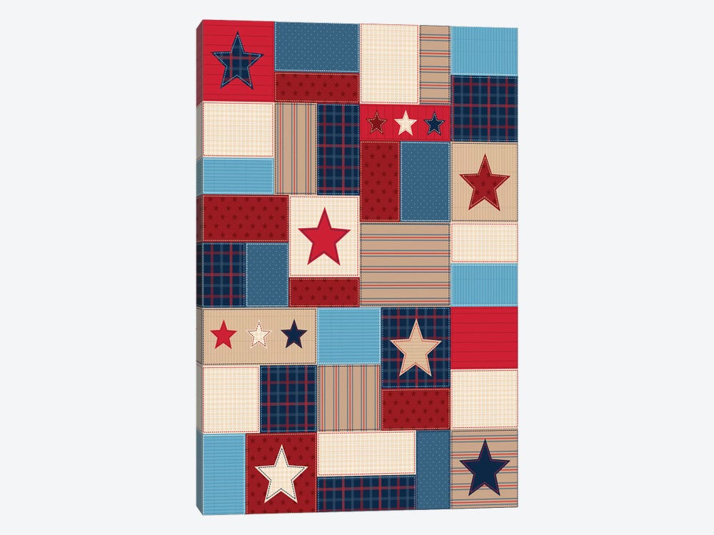 Americana Patriotic Patches I by Gail Veillette 1-piece Canvas Wall Art