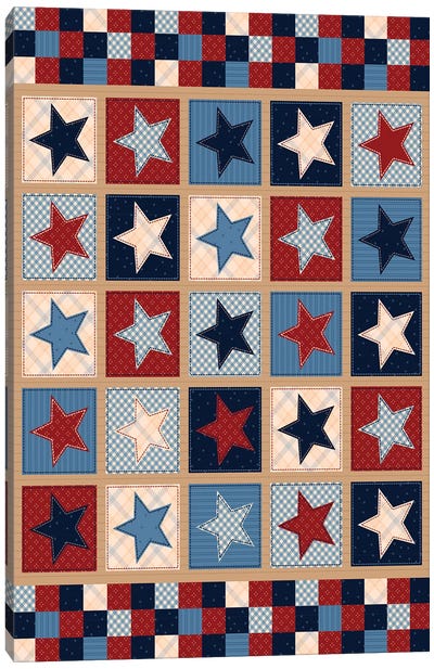 Americana Patriotic Patches II Canvas Art Print - American Décor