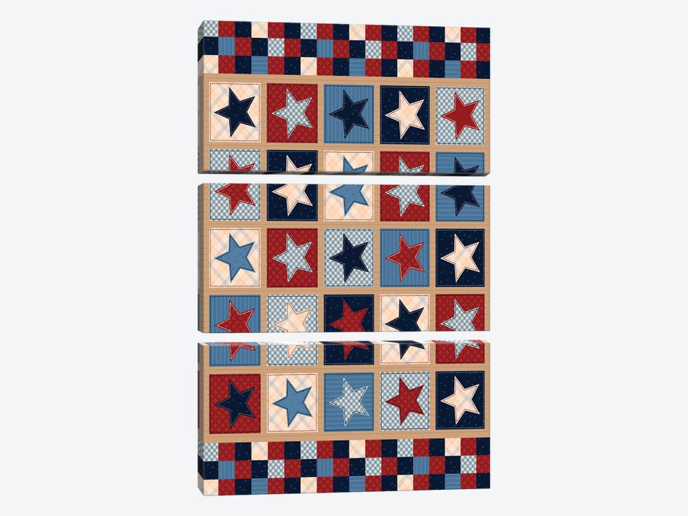 Americana Patriotic Patches II by Gail Veillette 3-piece Art Print