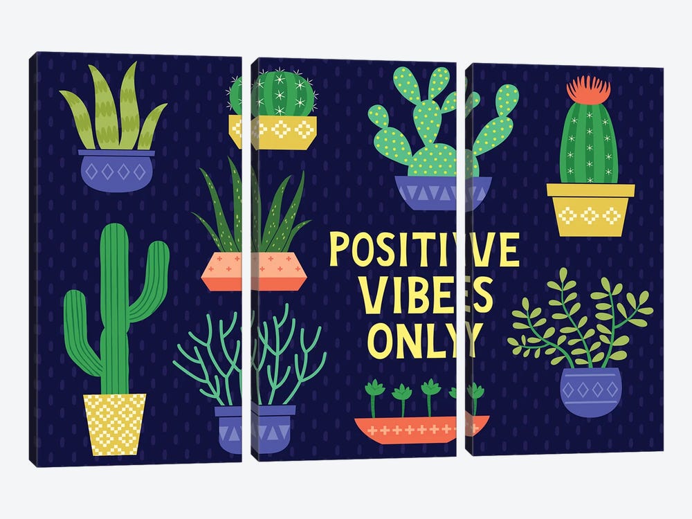 Positive Vibes Only by Gail Veillette 3-piece Canvas Artwork