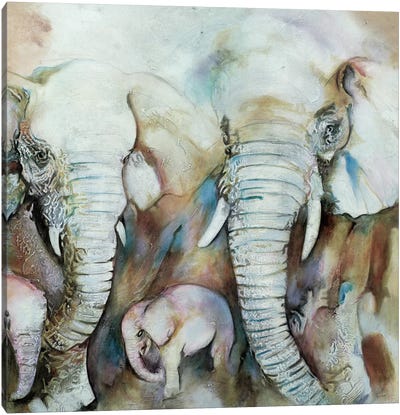 Elefantes Canvas Art Print - African Heritage Art