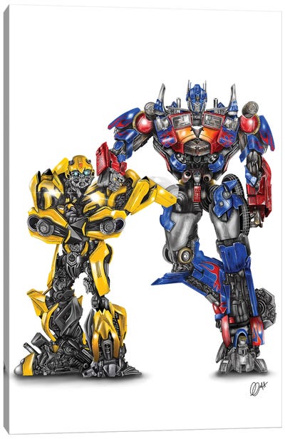 Optimus And Bee Canvas Art Print - Transformers