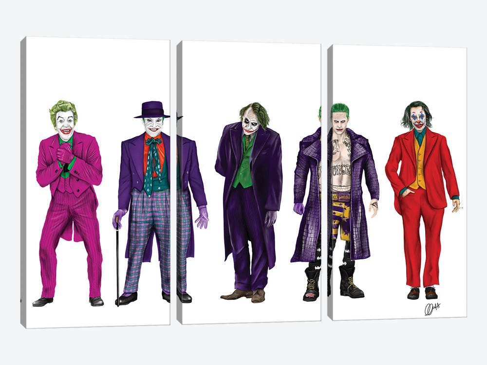Evolution Of The Joker by Gav Norton 3-piece Canvas Print