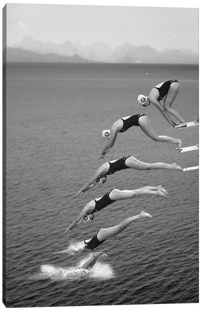 The Beauty Of Diving Canvas Art Print - Action Shot Photography