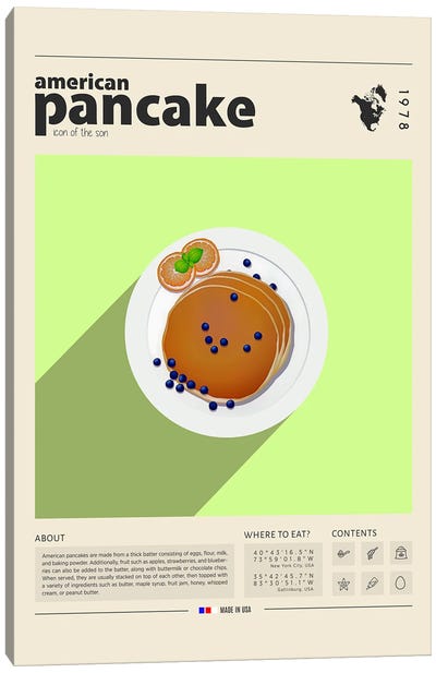 Pancake Canvas Art Print - American Cuisine Art