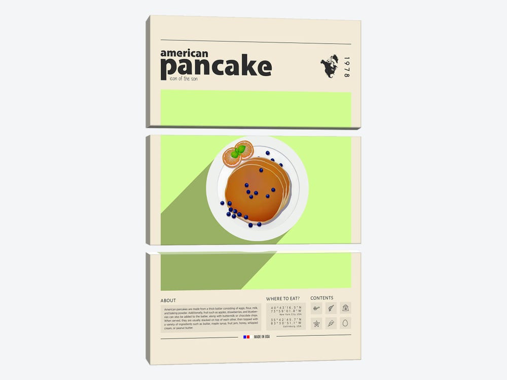 Pancake by GastroWorld 3-piece Canvas Art Print