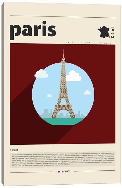 Paris City Canvas Art Print - Paris Typography
