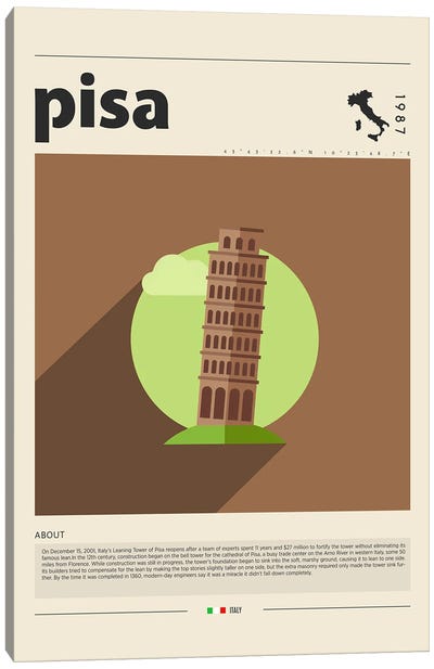 Pisa City Canvas Art Print - Food & Drink Posters