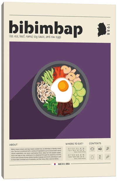 Bibimbap Canvas Art Print - Food & Drink Typography