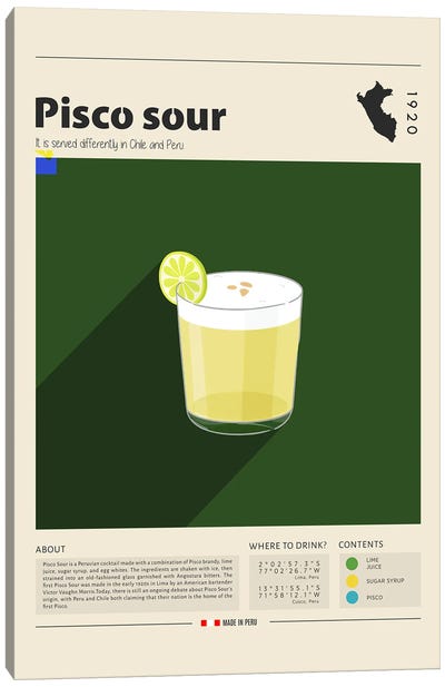 Pisco Sour Canvas Art Print - Food & Drink Posters