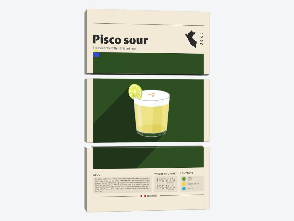 Pisco Sour by GastroWorld 3-piece Canvas Art