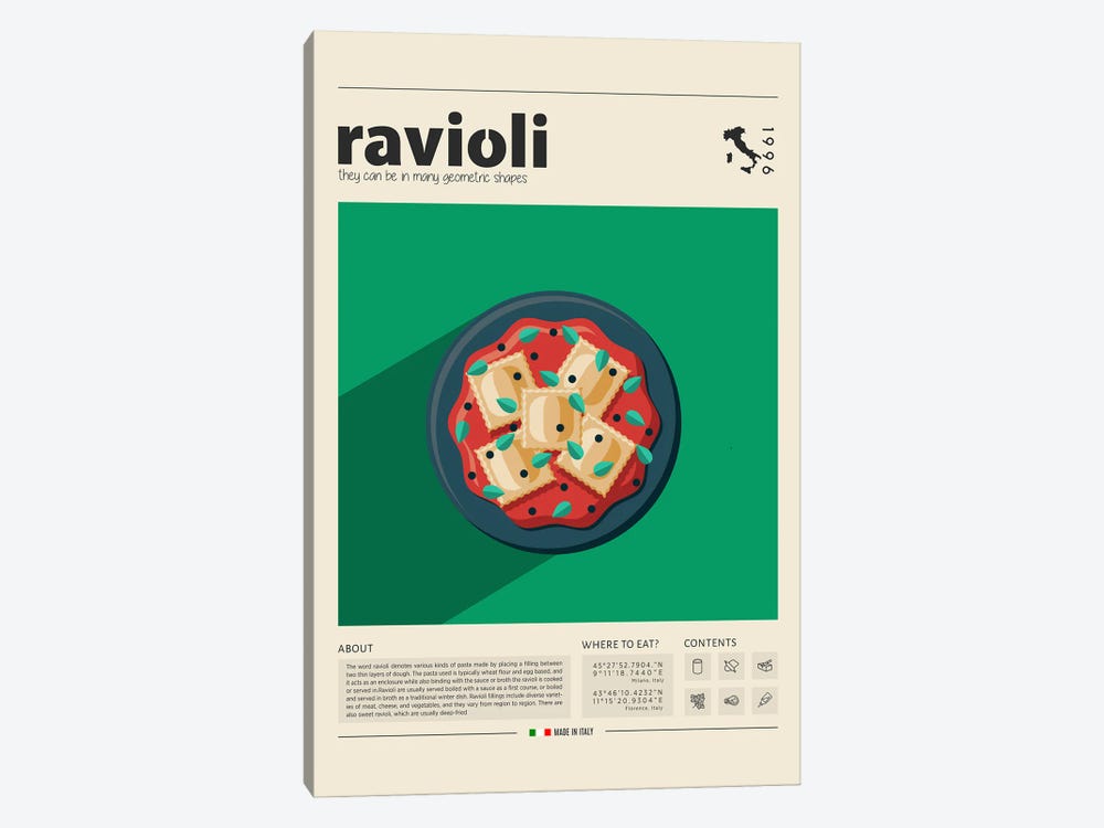 Ravioli by GastroWorld 1-piece Canvas Art Print