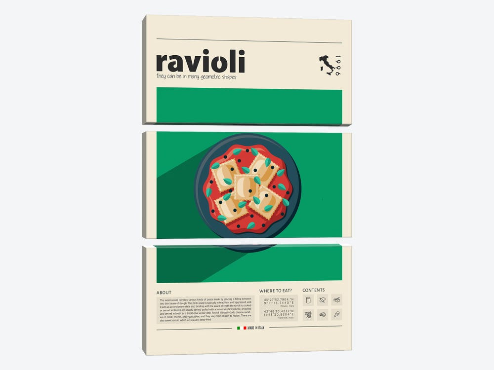 Ravioli by GastroWorld 3-piece Canvas Art Print