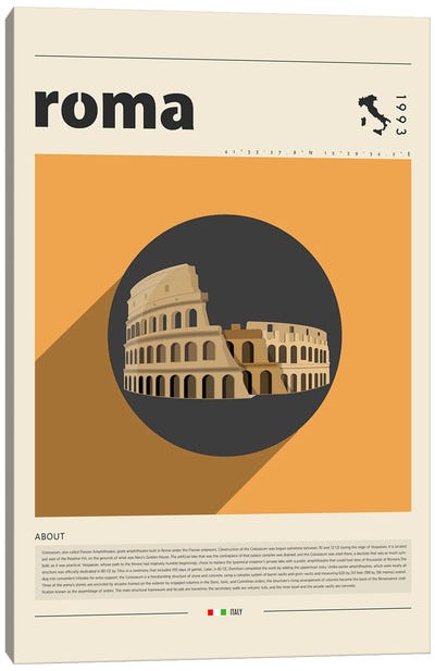 Roma City Canvas Art Print - Rome Travel Posters