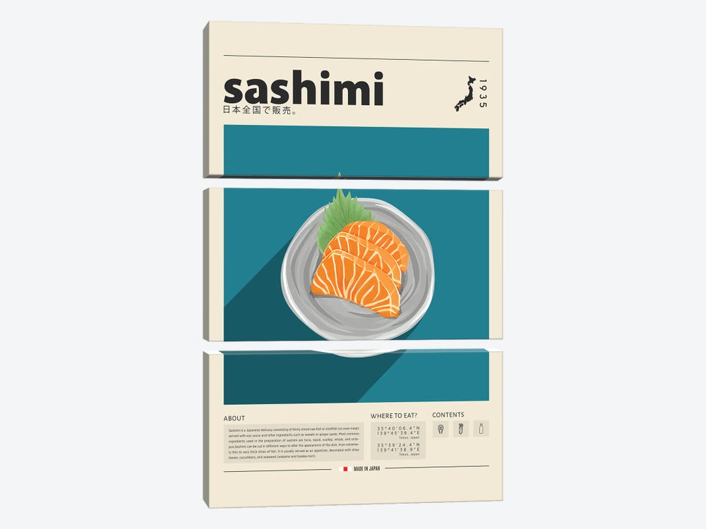Sashimi I by GastroWorld 3-piece Canvas Art Print