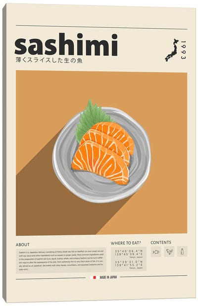 Sashimi III Canvas Art Print - Seafood Art