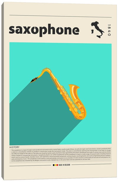 Saxophone Canvas Art Print - GastroWorld