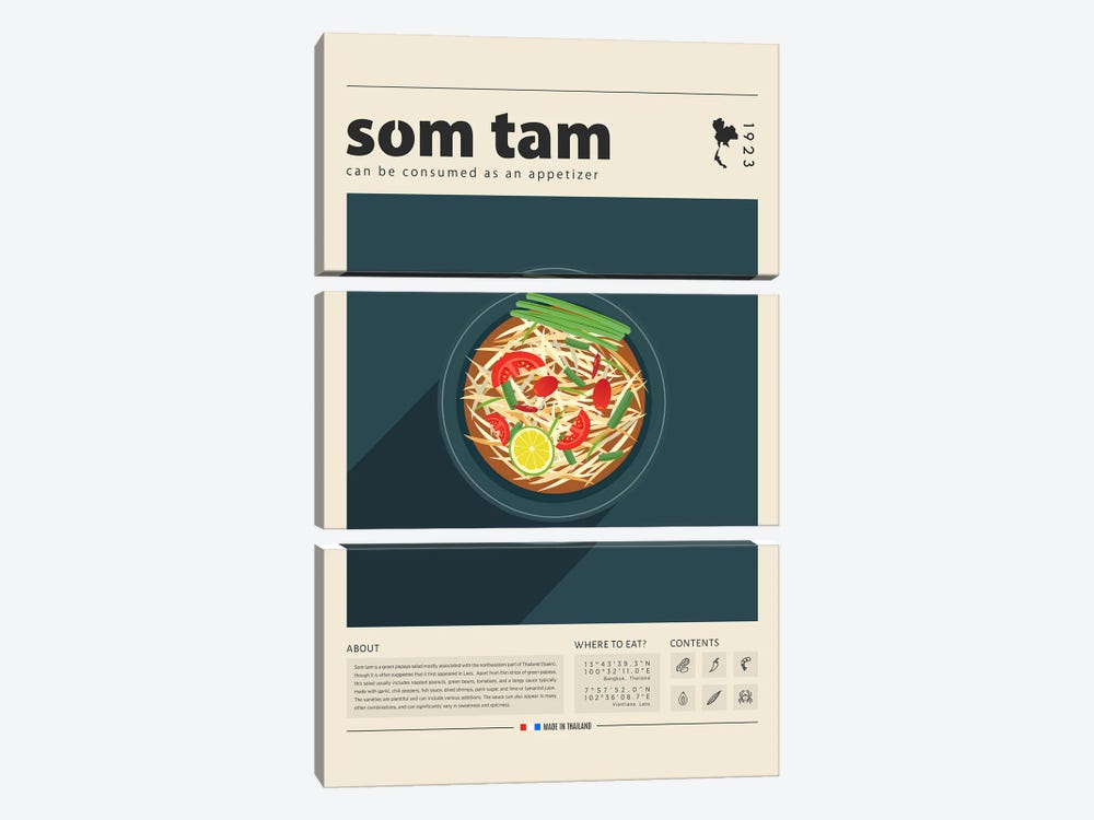 Som Tam II by GastroWorld 3-piece Canvas Art Print