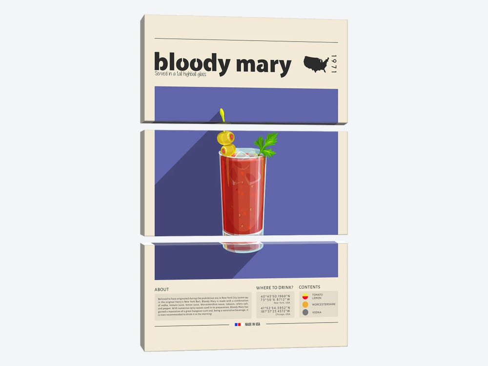 Bloody Mary by GastroWorld 3-piece Canvas Wall Art