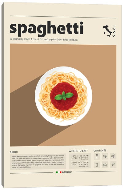 Spaghetti Canvas Art Print - Italian Cuisine Art