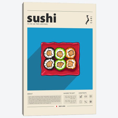 Sushi Canvas Print #GWD143} by GastroWorld Canvas Art Print