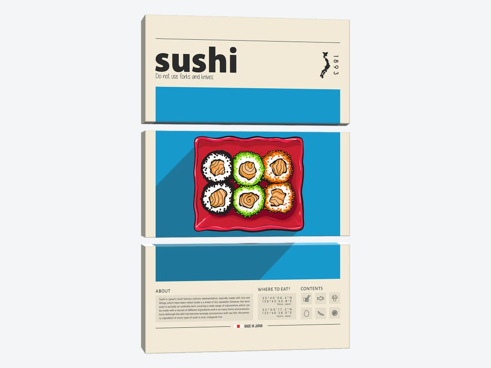 Sushi by GastroWorld 3-piece Canvas Wall Art