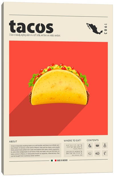 Tacos Canvas Art Print - Food & Drink Posters