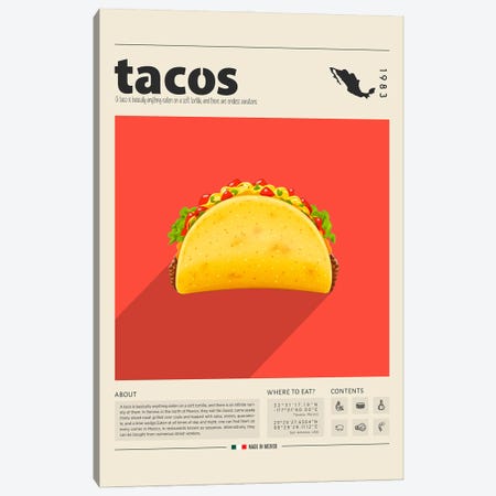 Tacos Canvas Print #GWD145} by GastroWorld Canvas Wall Art