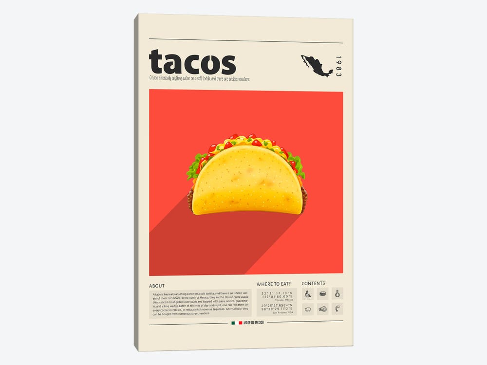 Tacos by GastroWorld 1-piece Canvas Wall Art