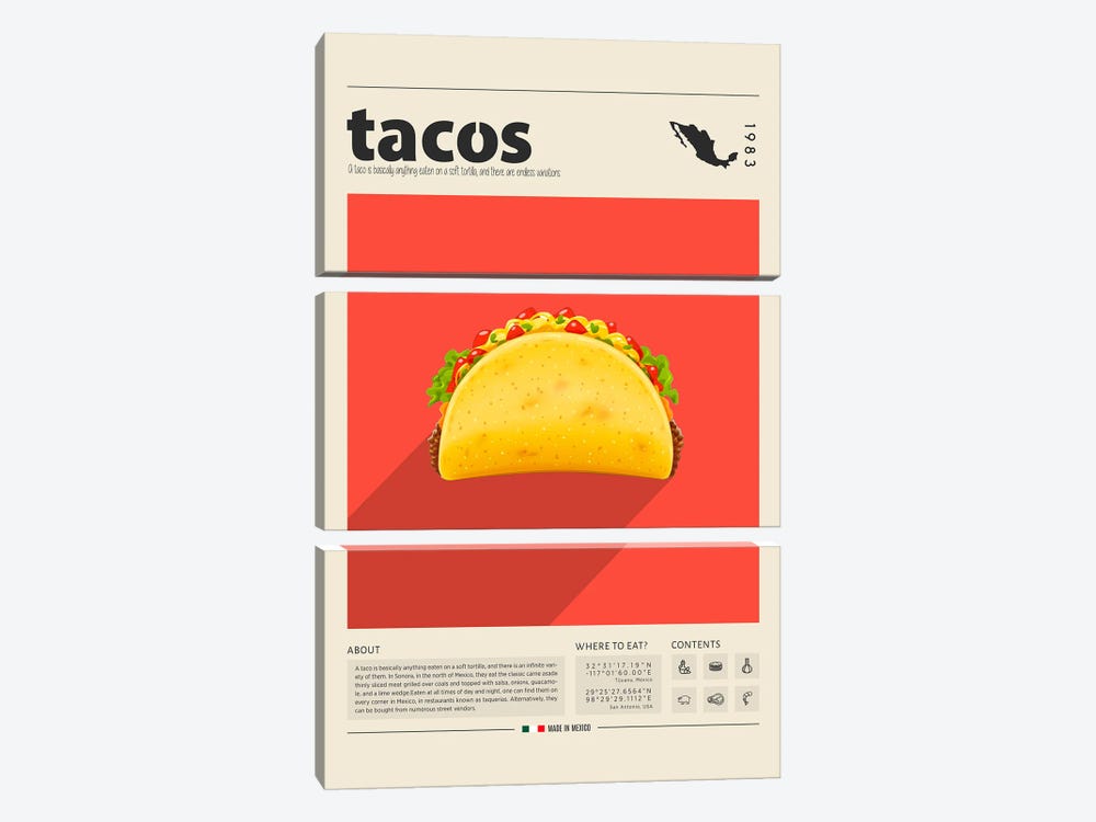 Tacos by GastroWorld 3-piece Canvas Wall Art