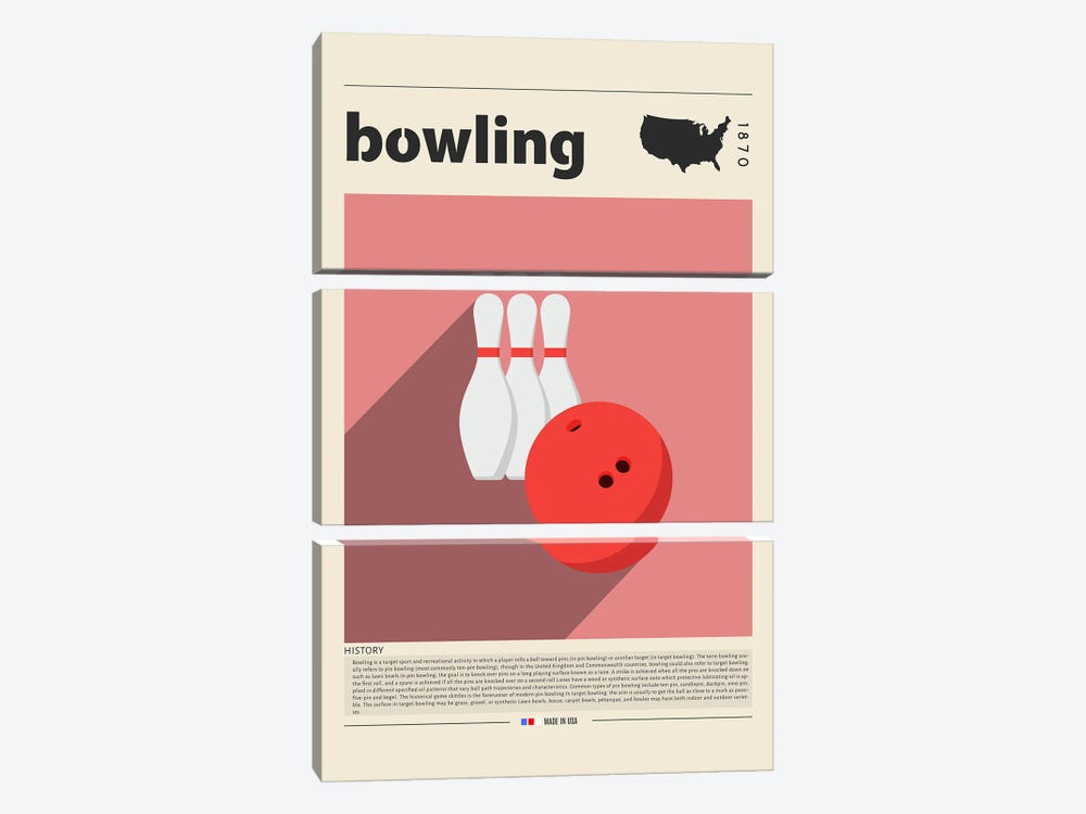 Bowling by GastroWorld 3-piece Canvas Art Print