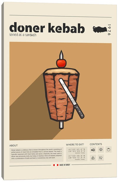 Turkish Kebab Canvas Art Print - Food & Drink Posters
