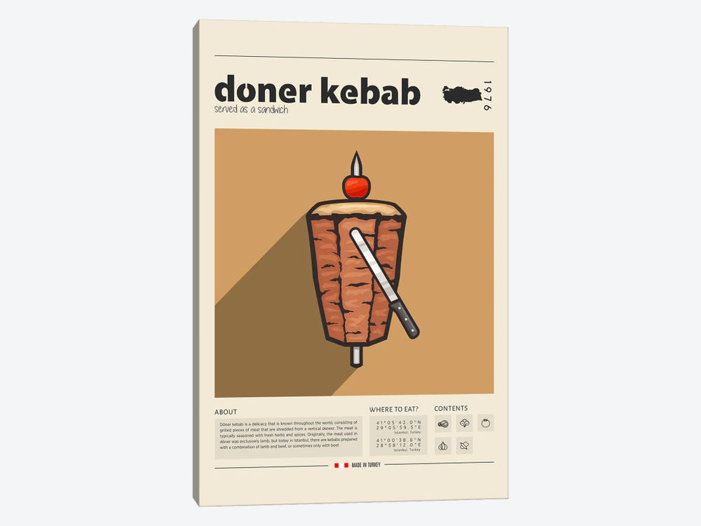 Turkish Kebab by GastroWorld 1-piece Canvas Print