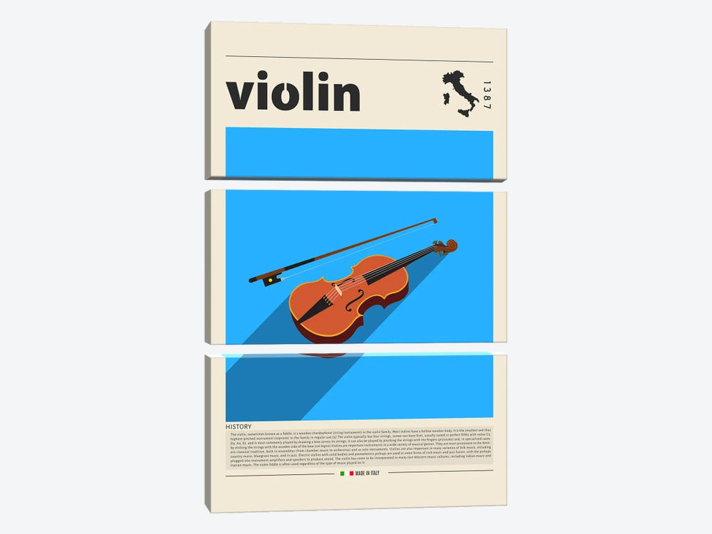 Violin by GastroWorld 3-piece Canvas Art Print