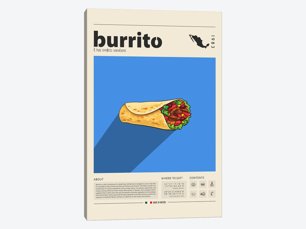 Burrito by GastroWorld 1-piece Canvas Print