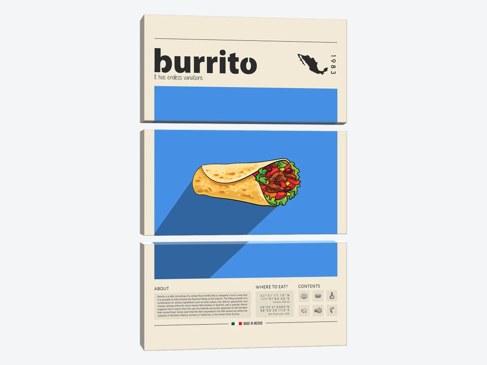 Burrito by GastroWorld 3-piece Art Print