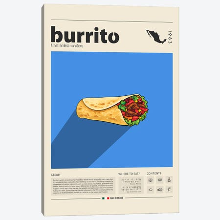 Burrito Canvas Print #GWD16} by GastroWorld Canvas Art Print